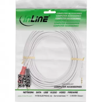 InLine audiokabel 2x cinch-stekker / 3,5mm jackstekker stereo wit/goud 2,5m