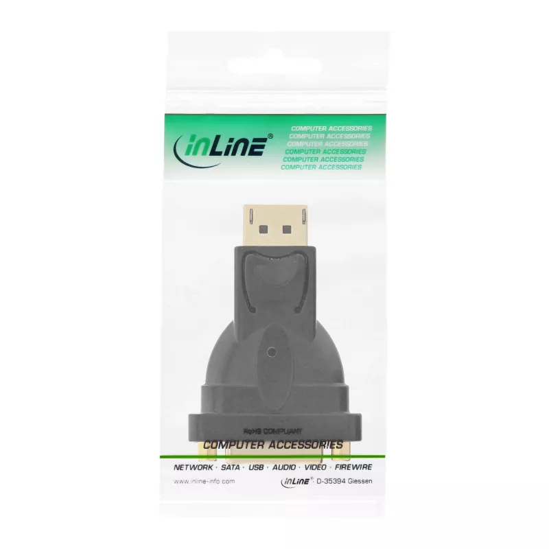 InLine DisplayPort-adapter DisplayPort-stekker naar DVI-D 24+1 bus zwart