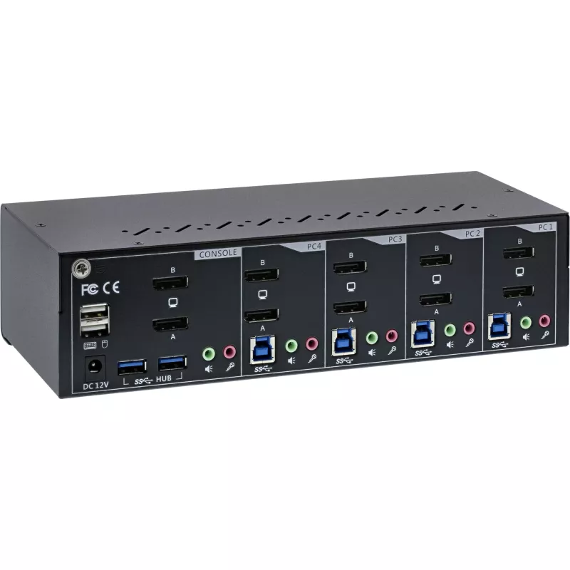 KVM Desktop Switch InLine 63654I 4-poorts dual-monitor DP 1.2 4K USB 3.0 audio
