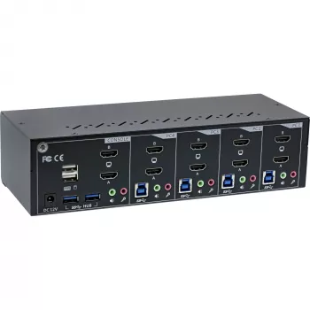 KVM Desktop Switch InLine 62654I 4-poorts dual-monitor HDMI 4K USB 3.0 audio