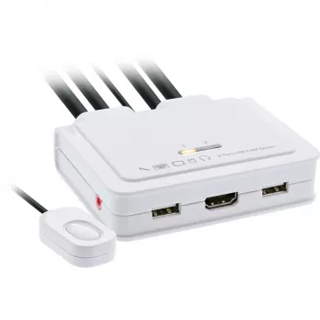 InLine KVM-switch, 2-poorts, USB-C + HDMI naar HDMI, 4K, met audio, geïntegr. kabel