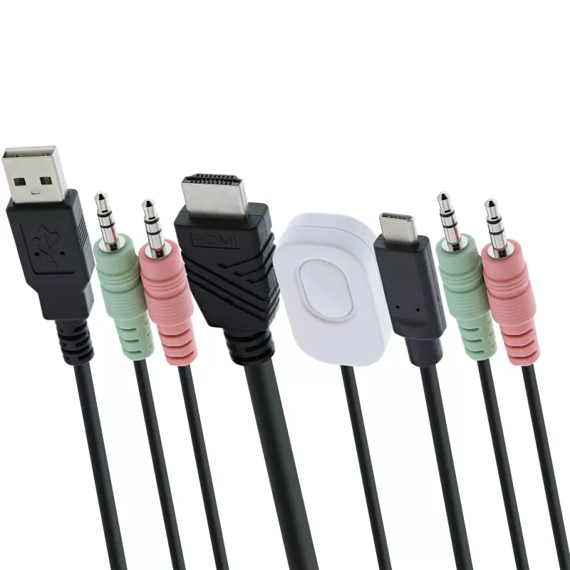InLine KVM-switch, 2-poorts, USB-C + HDMI naar HDMI, 4K, met audio, geïntegr. kabel