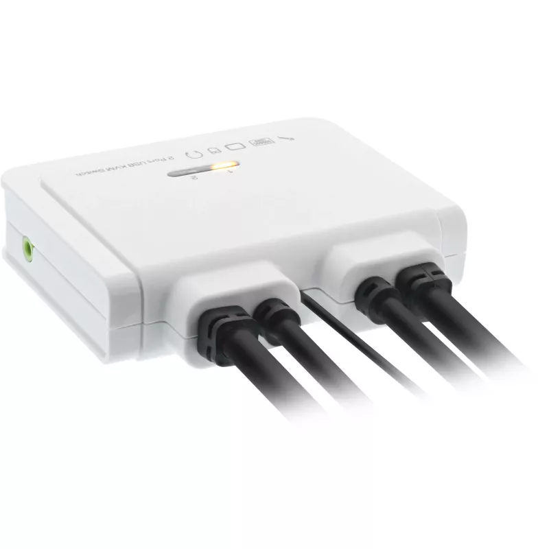 InLine KVM-switch, 2-poorts, USB-C+DP naar DisplayPort, 4K, audio, geïntegr. kabel
