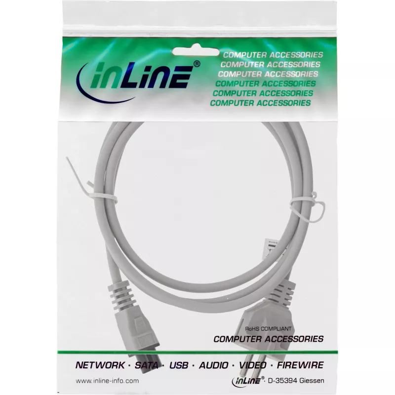 InLine stroomkabel, voor notebooks, grijs, 1,8 m