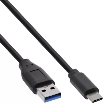 InLine USB 3.2 Gen.1x2-kabel, USB-C stekker / USB-A stekker, zwart, 0,3 m