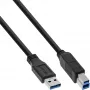 InLine USB 3.2 Gen.1-kabel type A stekker / type B stekker, zwart, 0,3 m