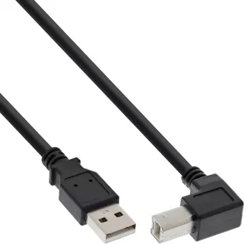 InLine USB 2.0-kabel haaks type A stekker / B stekker, zwart, 0,3 m