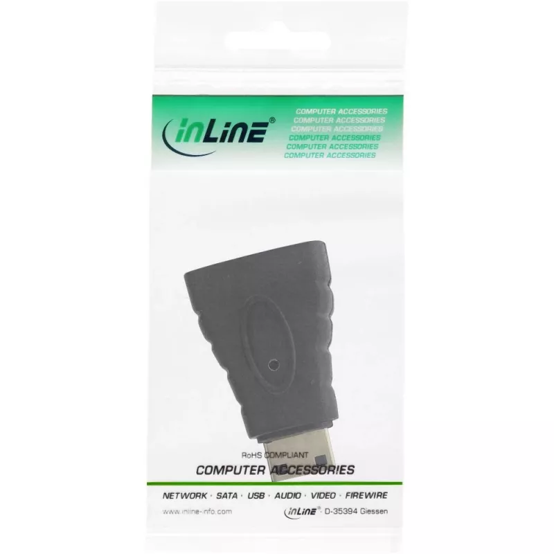 InLine HDMI-adapter, HDMI A bus / HDMI C stekker, 4K/60Hz, verguld
