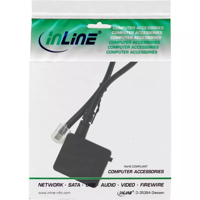 InLine TAE-adapterkabel RJ11 6P4C stekker naar TAE-F bus Duits 0,2 m