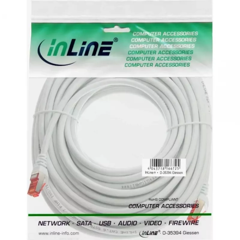 InLine patchkabel S/FTP PiMF Cat.6 250MHz PVC koper wit 50m