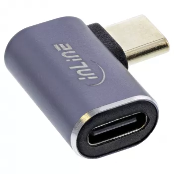 InLine USB4-adapter, USB-C stekker/bus rechts/links haaks, aluminium, grijs