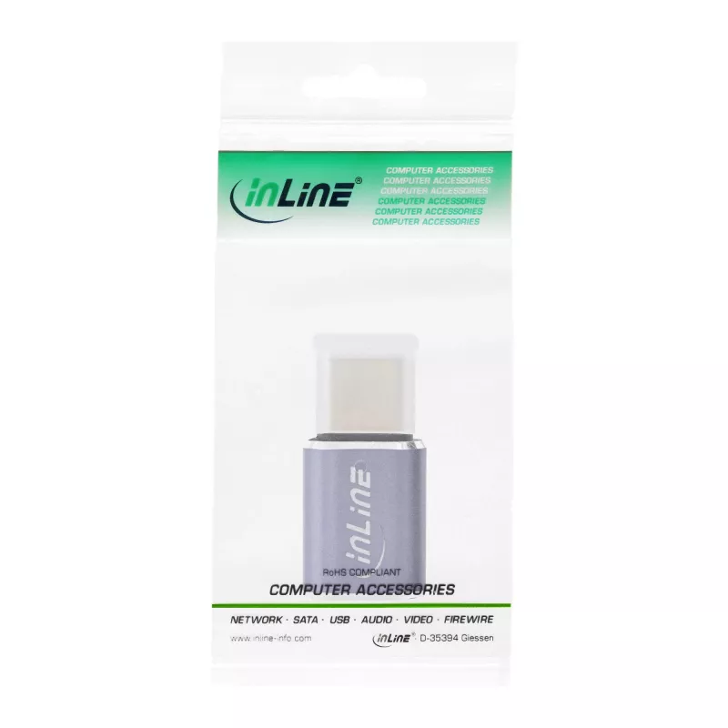 InLine USB4-adapter USB-C stekker/bus aluminium grijs 35900A