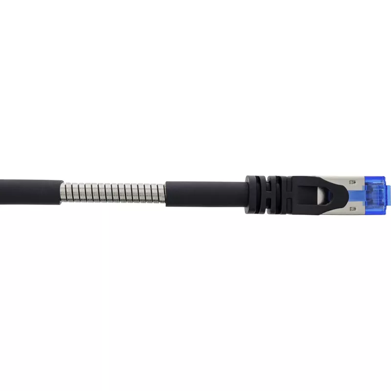 InLine patchkabel gepantserd, U/FTP, Cat.6A, zwart, 1 m
