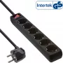 InLine stekkerdoos InLine 16461S 6-voudig randaarde CEE 7/3 zwart 1,5m