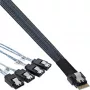 InLine slanke SAS-kabel, SFF-8654 naar 4x SATA 7-pin, 12 Gb/s, 0,5 m