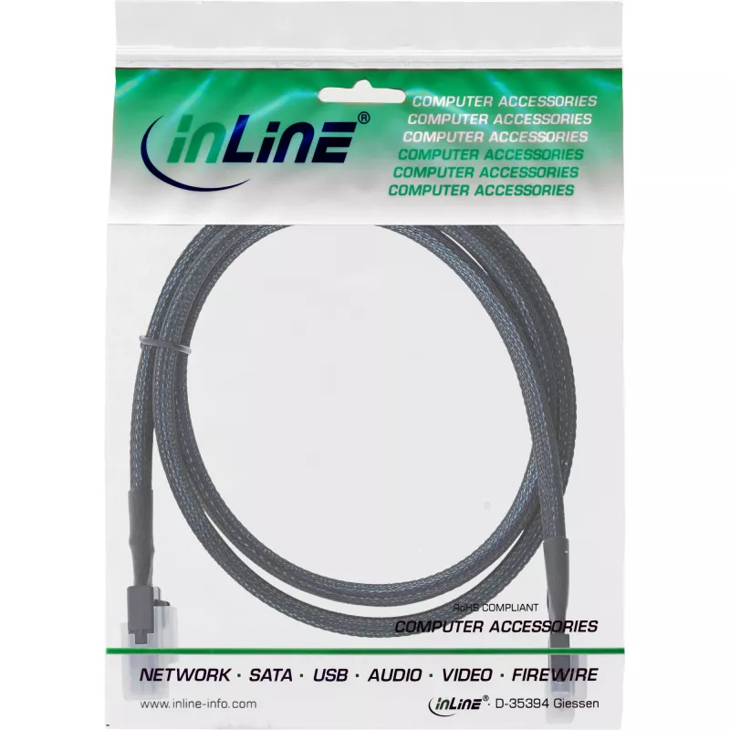 InLine slanke SAS kabel, SFF-8654 naar Mini SAS SFF-8087, 12Gb/s, 0,5m