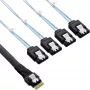 InLine slanke SAS kabel, SFF-8654 naar 4x SATA 7-pin, 12Gb/s, 1m