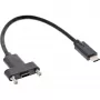 InLine USB 3.2 Gen.2 C stekker / bus met flens kabel, zwart, 0,20 m