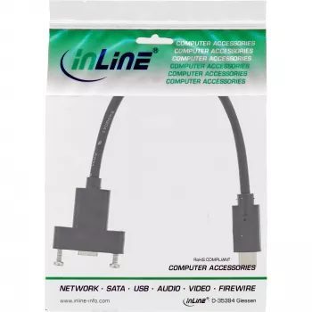 InLine USB 3.2 Gen.2 C stekker / bus met flens kabel, zwart, 0,20 m
