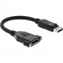 InLine DisplayPort stekker naar bus met flens kabel 0,2 m, zwart