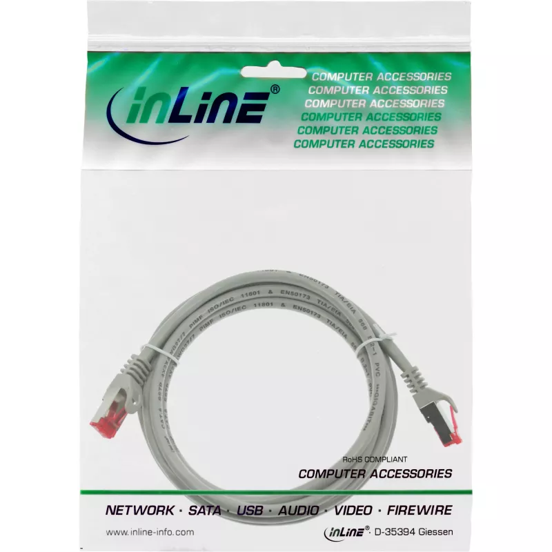 InLine patchkabel S/FTP PiMF Cat.6 250MHz PVC koper grijs 2 m