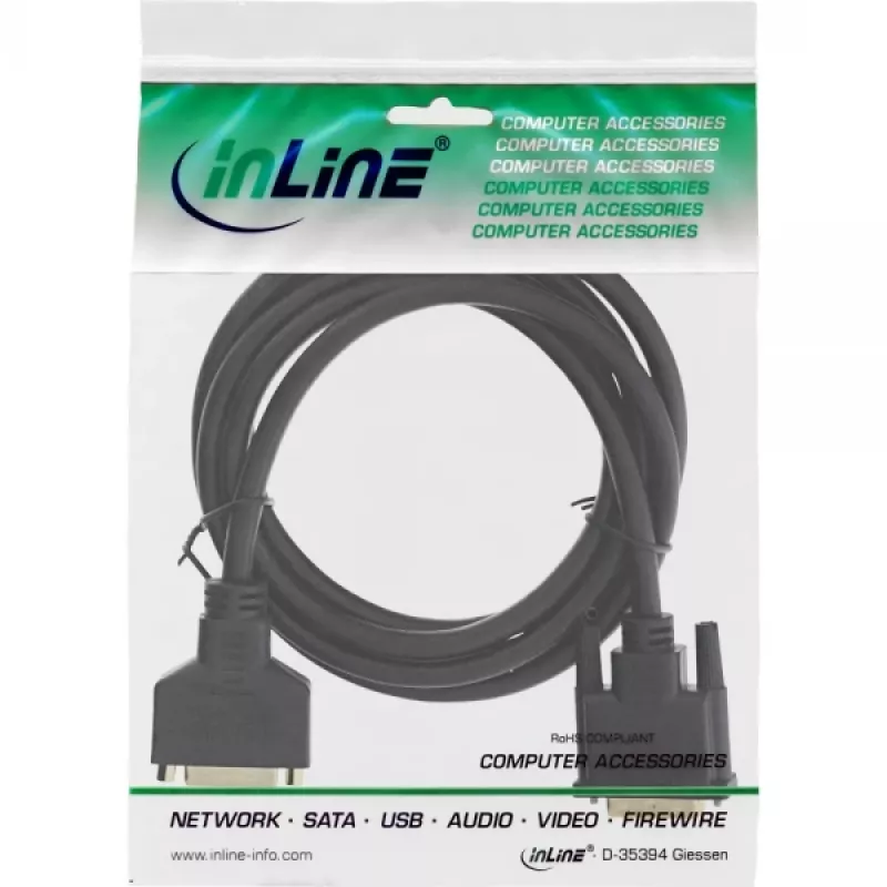 InLine DVI-D-kabel Premium 24+1 stekker naar bus Dual Link verguld 2 m