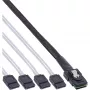 InLine SAS-kabel, Mini SAS SFF8087 naar 4x SATA, crossover, OCF, 0,50 m