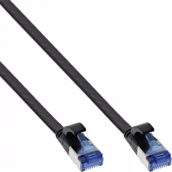 InLine patchkabel plat, U/FTP, Cat.6A, TPE halogeenvrij, zwart, 2 m