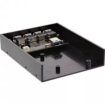 InLine 4-poorts USB 3.0 paneelhub voor 3,5-inch diskettelaufwerkschacht, zwart