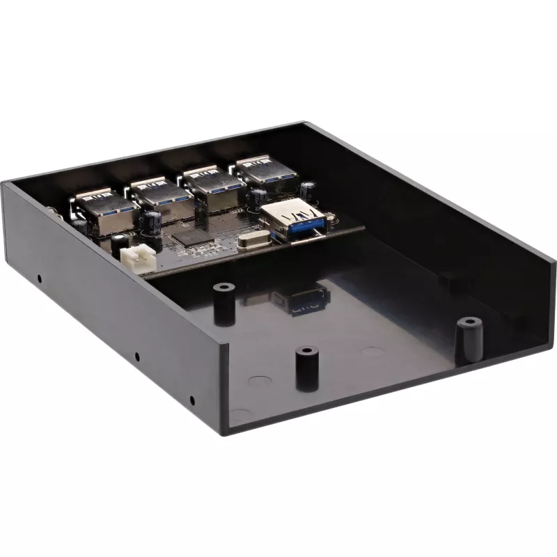 InLine 4-poorts USB 3.0 paneelhub voor 3,5-inch diskettelaufwerkschacht, zwart