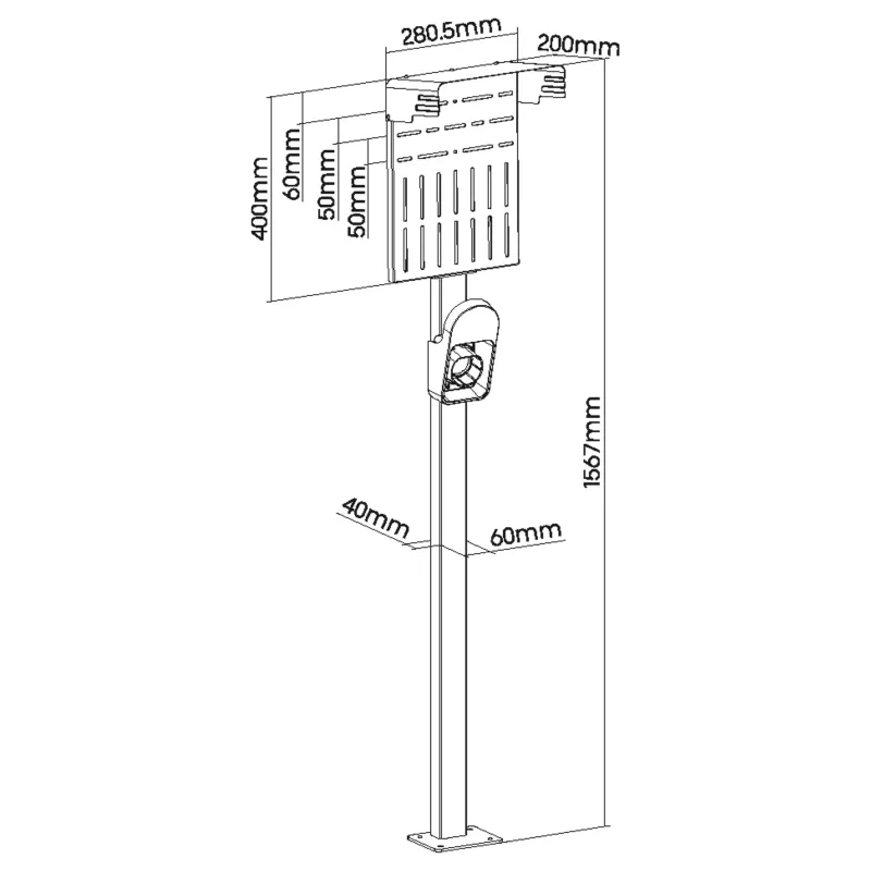 InLine universele wallbox-standaard met EV-laadkabelhouder, zwart