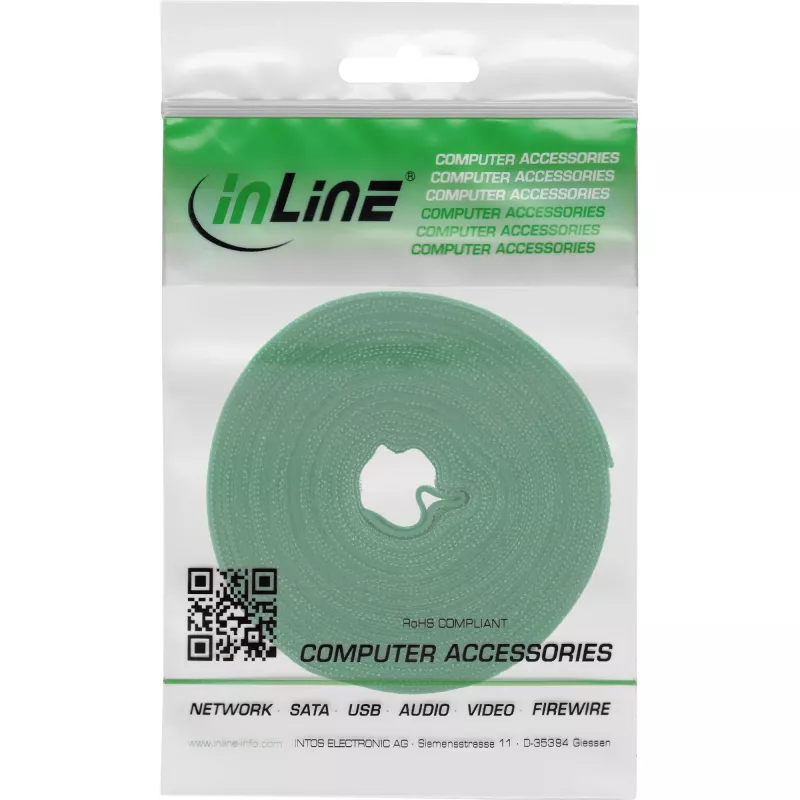 Kabelbinder met klittenband InLine Band 16 mm, 10 m, groen