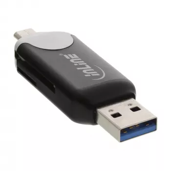 InLine USB3.0 dual cardreader, USB-A en Micro-USB 2.0 voor SDXC en microSDXC
