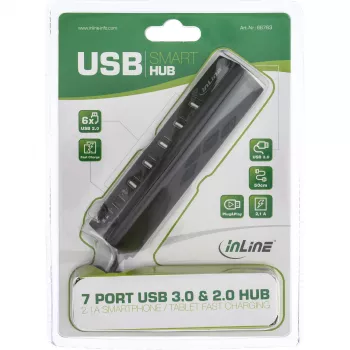 USB-hub InLine Smart Hub 7 poorten USB 3.0 & 2.0 met snellaadaansluiting