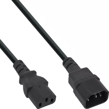 InLine B-16631A Stroomverlengkabel, C13 naar C14, 1,5 m, zwart, bulkverpakking van 40 stuks
