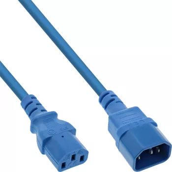 InLine B-16505B Netsnoerverlengkabel, C13 naar C14, 0,5 m, blauw, bulkverpakking van 75