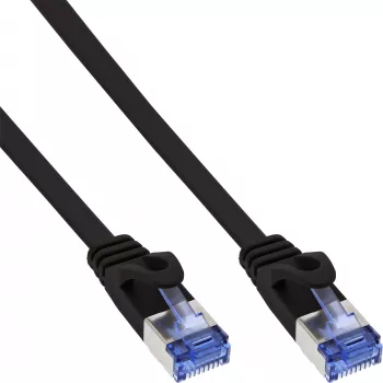 InLine platte patchkabel, U/FTP, Cat.6A, zwart, 0,5 m