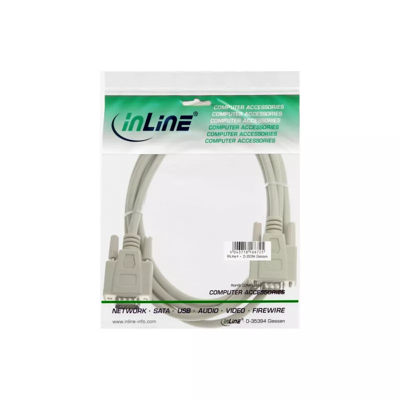 VGA-kabel 15-pins HD stekker/stekker beige 1m InLine 17712C