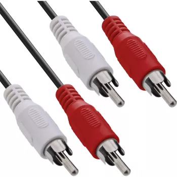InLine audiokabel 2x cinch M/M 5m zwart stekker verguld