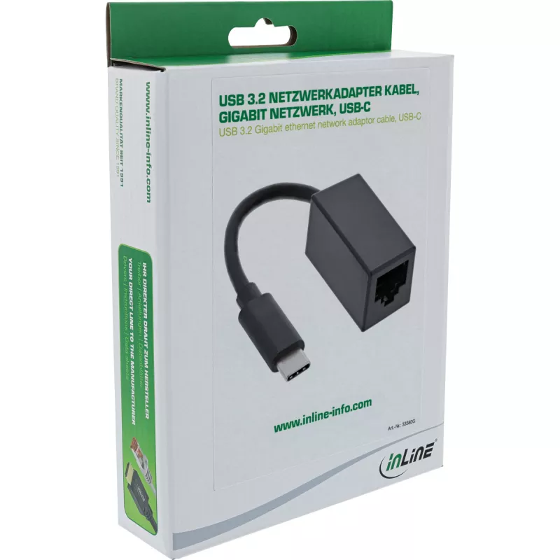 InLine USB 3.2 Gigabit Ethernet netwerkadapterkabel, USB-C