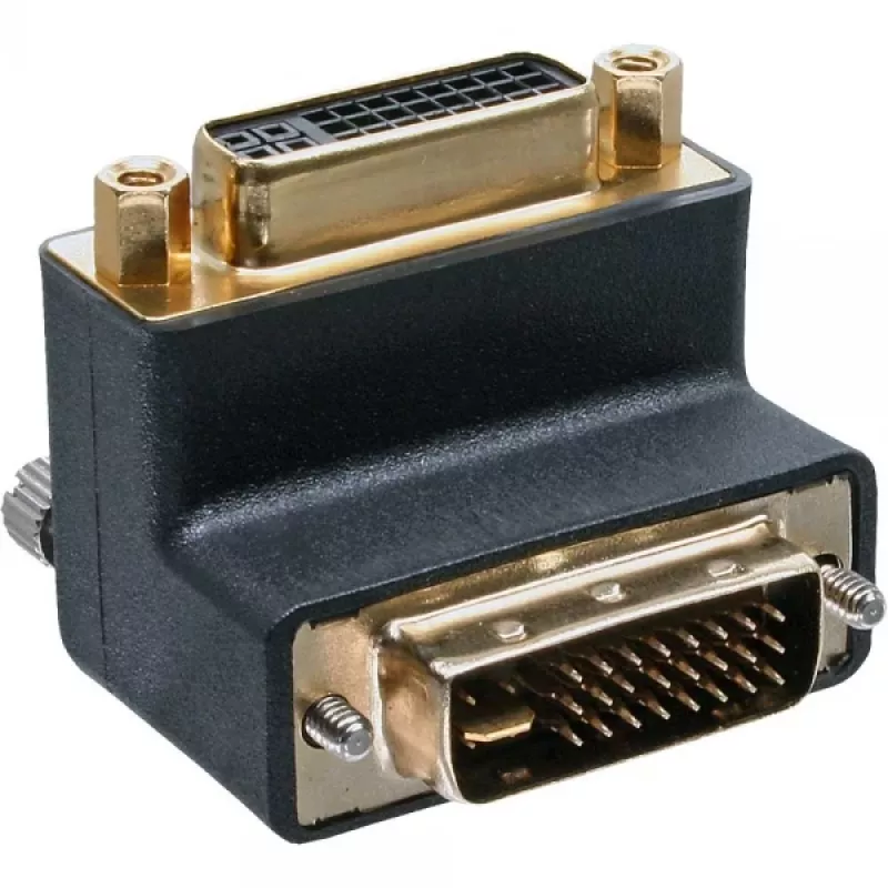 InLine DVI-I-adapter 90° haaks digitaal + analoog 24+5 stekker/bus zwart