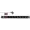 InLine 19 inch stekkerdoos, 8-voudig randaarde, met schakelaar, 2 m, zwart