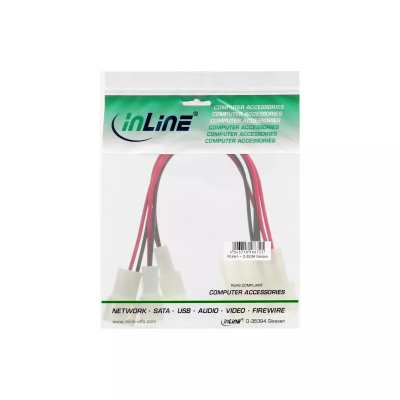 InLine pc-ventilator adapterkabel 12V / 5V voor maximaal 3 ventilatoren 33005A