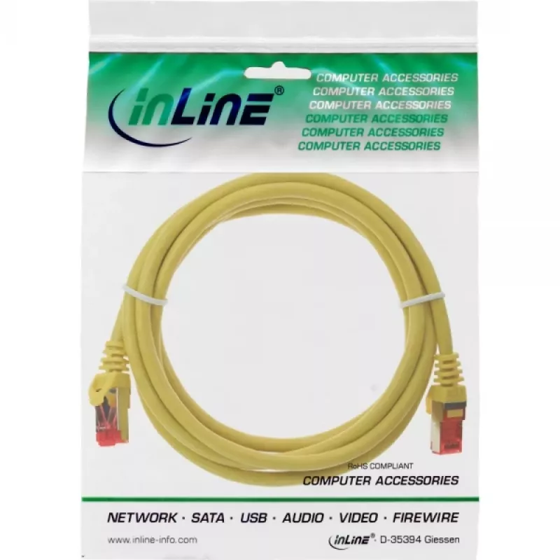 InLine patchkabel S/FTP PiMF Cat.6 250MHz PVC koper geel 0,3m