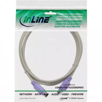 InLine PS/2-kabel stekker/stekker grijs met paarse stekker 2m