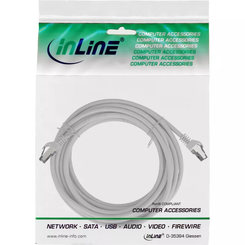 InLine Patchkabel, S/FTP (PiMf), Cat.8.1, 2000 MHz, halogeenvrij, grijs, 7,5 m