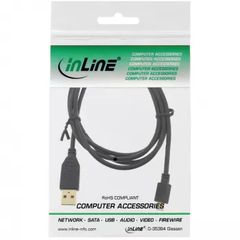 InLine micro-USB 2.0-kabel USB Type-A stekker / micro-B stekker, zwart, 3 m