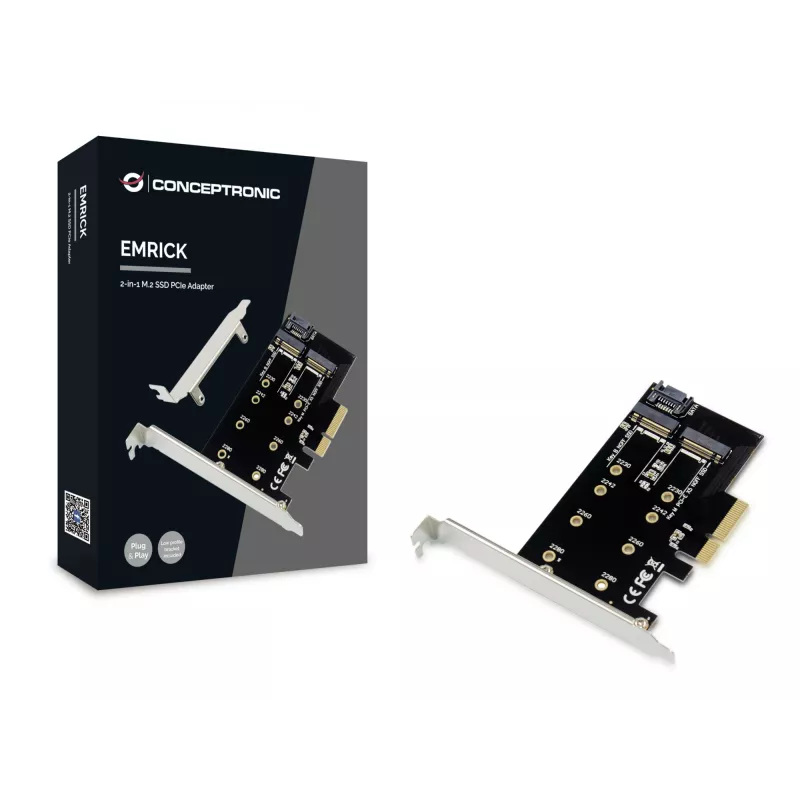 Conceptronic EMRICK 2-in-1 M.2 SSD PCIe-adapter SATA AHCI NVMe