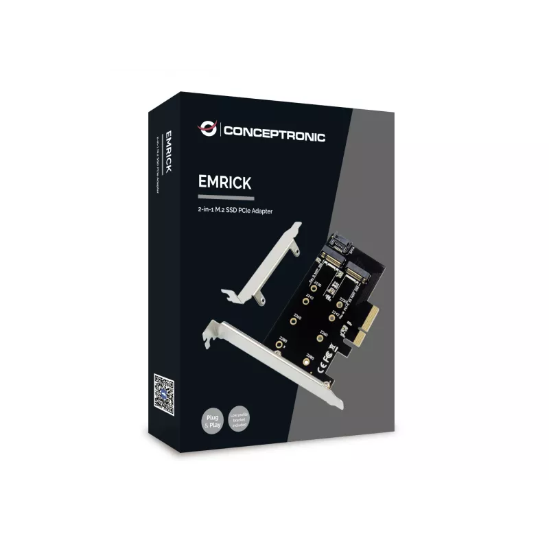 Conceptronic EMRICK 2-in-1 M.2 SSD PCIe-adapter SATA AHCI NVMe