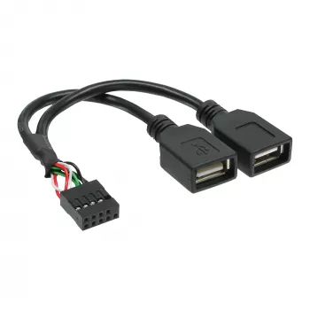 InLine USB 2.0 adapterkabel intern 2x USB Type-A bus / moederbord-header